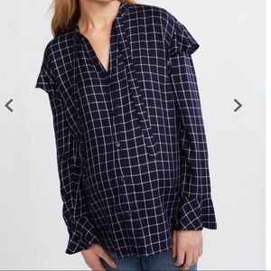 Luxe essential Maternity plaid blouse